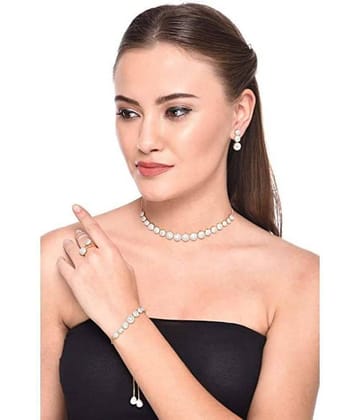 Sunhari Jewels Silver Alloy Necklace Set ( Pack of 1 )