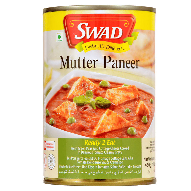 Swad Ready to Cook and EatMutter Paneer Instant Mix Vegetarian Heat & Eat with No Added Preservative - 450 Grams (Pack of 3)