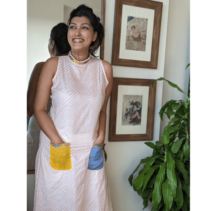Malmal Kurta for Women | Leheriya Peach-Small