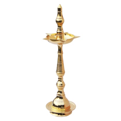 Brass Kerala Fancy Deepak, Oil Lamp No. 15  - Large Brass Oil Lamp for Aarti, Height : 19 Inch (FMAS642 G)