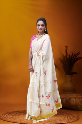 MK-2735 GOLD TISSUE SAREE 6.25 MTR