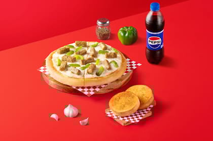 Classic Herbed Chicken & Cap (Personal) With Garlic Bread And Pepsi