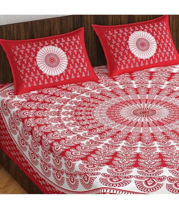Cosito Cotton 1 Double Bedsheet with 2 Pillow Covers ( Red )