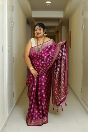 Ranjhana-Art Silk / Zari Work on Silk / Pink Fuchsia