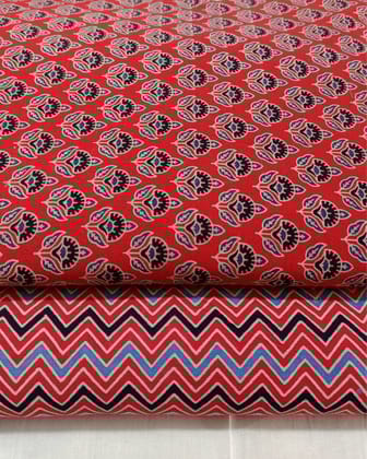 Ajrakh Blockprinted Modern Red Suit Piece (Top+Bottom)