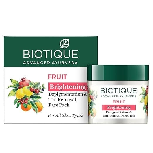 Biotique Fruit Brightening Depigmentation & Tan Removal Face Pack 75g jar
