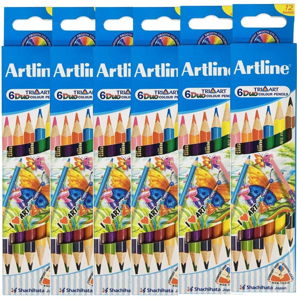Artline DUO Art Colour Pencils set of 6 X 6 Packs | Excellent Colour Mixing & Blending