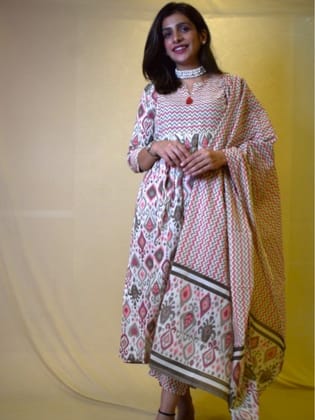 Multi Coloured Nayra Cut Dupatta Set-40