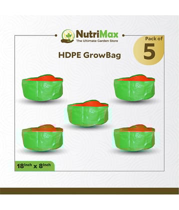 Nutrimax 200 GSM HDPE Grow Bags 18 inch x 8 inch Pack of 5 Outdoor Plant Bag