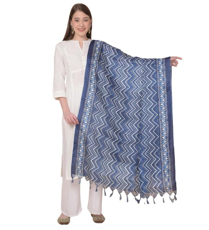 Women's Art Silk Printed Dupatta (Blue)-PID47031