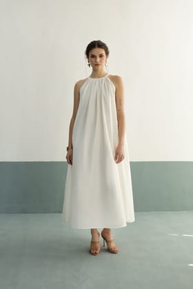 Rumi Dress: Ivory-XS