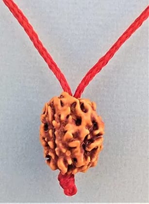 3 Mukhi Faced Nepali Pendant with Red Thread Simple Loose Bead Locket For Men & Women Silk Dori Pendant