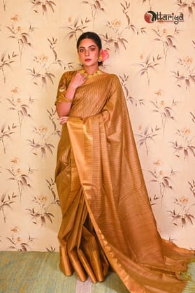 Golden TAsar Handloom Silk Saree