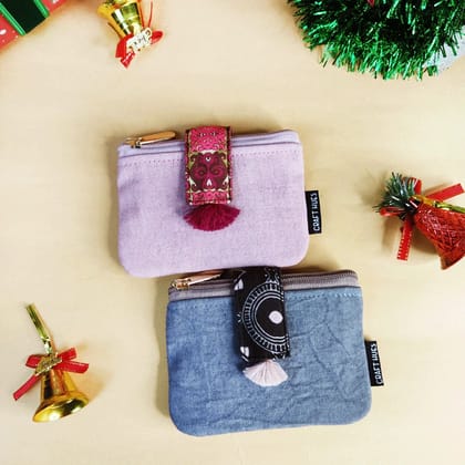 Plain Mini Wallet Combo-Pink-Grey