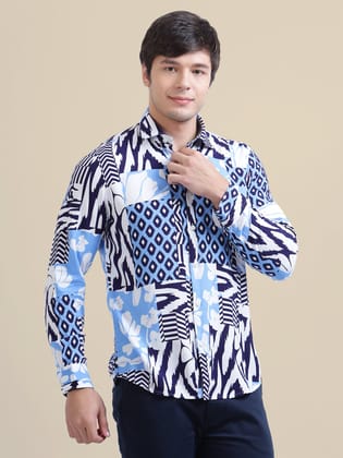 Men'S Premium Rayon Shirt With Tropical Print-S-38