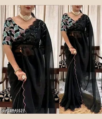 supalee Tex Georgette Solid Saree With Unstitched Blouse Piece ( Multicolor1 )