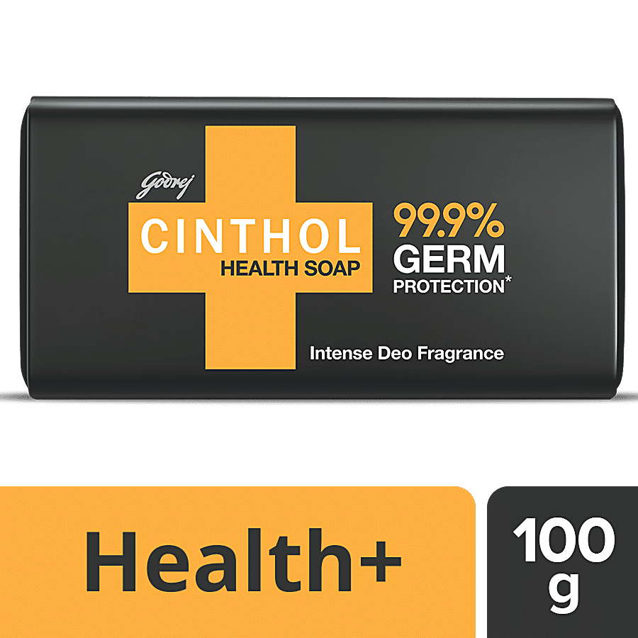 Cinthol Health Intense Deo Fragrance Bath Soap, 99.9% Germ Protection, 100 G Pouch