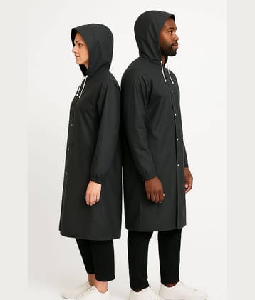 Infispace Nylon Long Raincoat - Black