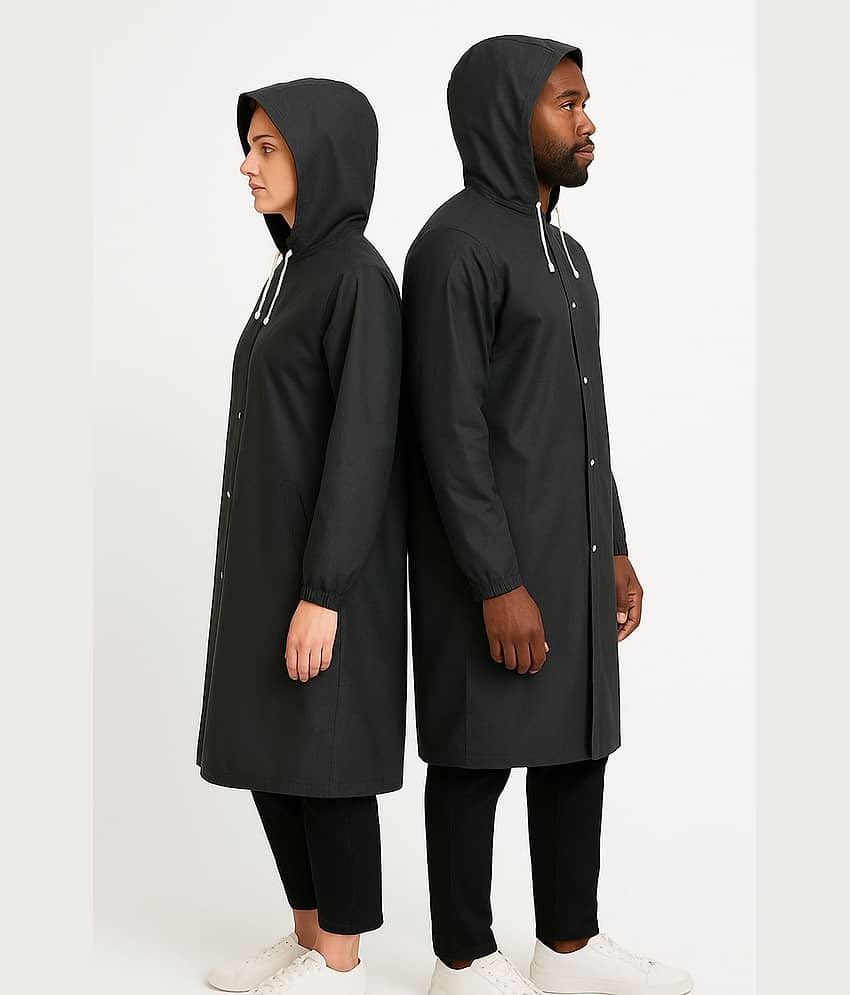 Infispace Nylon Long Raincoat - Black
