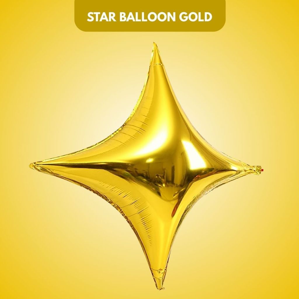 4 Edged Star Balloon Gold -1PC - Party and Festive Needs | Buy online on ZillyBuy