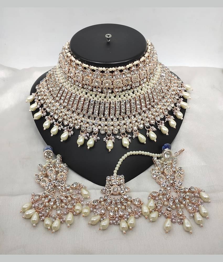 Padmavati Bangles White Alloy Necklace Set ( Pack of 1 )