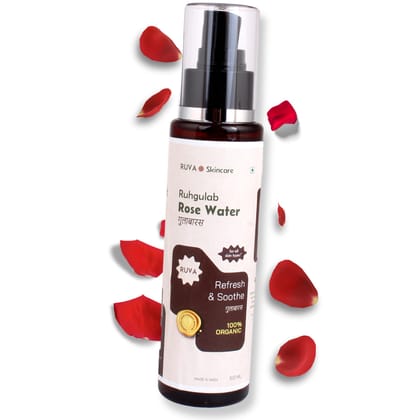 RUVA Hydrating Ayurvedic Facial Rose Mist with Organic Damask Rose | Instant Freshness, Dewy Glow, Ritual Skincare | Natural Toner | For All Skin Types - Men & Women | 100ml
