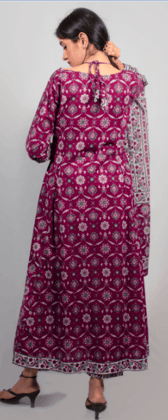 Rekha fashion_Cotton trendy magenta kurti set with dupatta