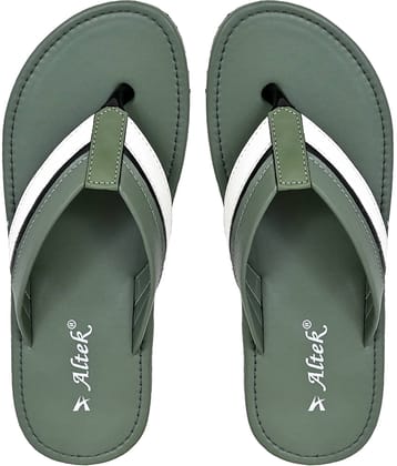 Altek Green Men's Leather Slipper