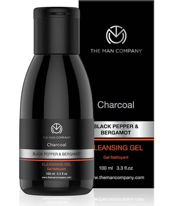 The Man Company Activated Charcoal Tan Removal Cleansing Gel for Oil Control & Glowing Skin | Black Pepper & Bergamot | 100ml