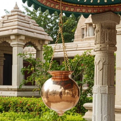 Copper Hanging Shiv Jaldhara � Temple Use Abhishek, Height : 10.5 Inch (ZMAS599 G)