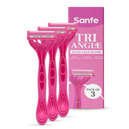 Sanfe Tri Angle Sleek Edge Facial Razor - Pack of 3