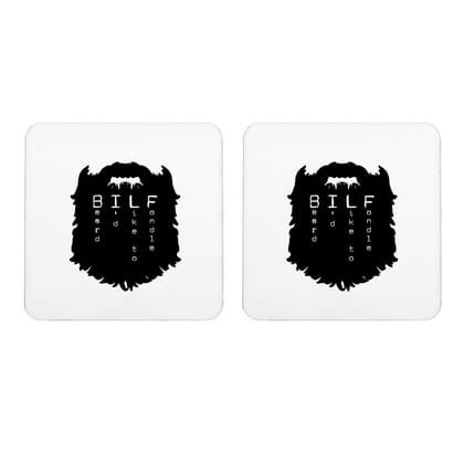 Multicolor Bilf (Beard Id Like To Fondle) Set Of 2 Square Wooden Coaster