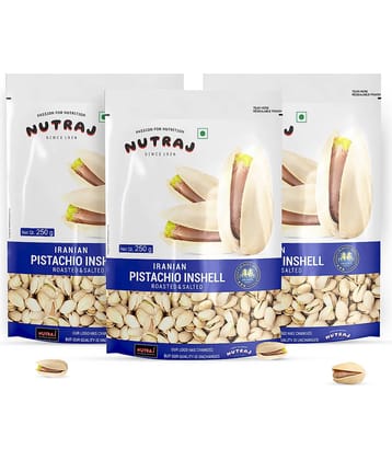 Nutraj Iranian Roasted Salted Pistachios 750g (250g X 3), Pista 750g