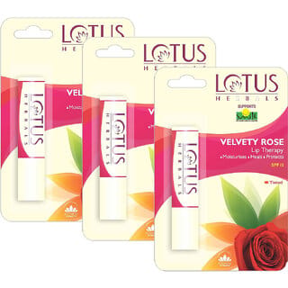 Lotus Herbals Lip Therapy Tinted Lip Balm  Velvety Rose Spf 15 Moisturises Heals  Protects Lips 4G ( Pack Of 3)