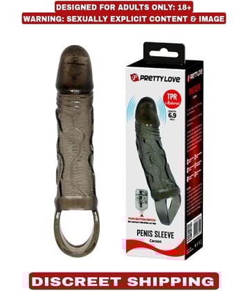 PRETTY LOVE JUMBO HEAD 6.9 INCH REUSABLE WASHABLE SILICONE VIBRATING PENIS SLEEVE BY KAMAHOUSE