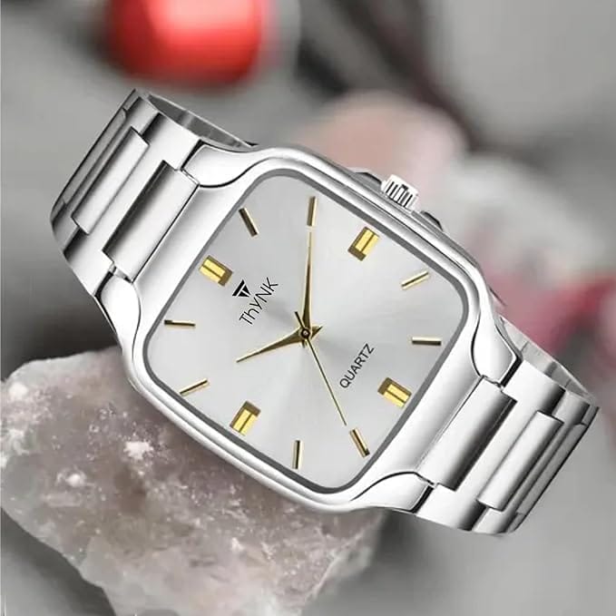 Thynk Stylish Silver Dial Men's Watch |Elegant Two-Tone Strap Timepiece