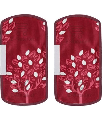 E-Retailer Set of 2 Polyester Maroon Fridge Handle Cover