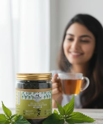 GRIVVA ORGANIC Pure Nettle Leaf Herbal Tea 50g  100% Natural Loose Leaf in Reusable Jar | Rich in Iron, Calcium & Antioxidants, Detox & Immune Support, Caffeine-Free Wellness Tea