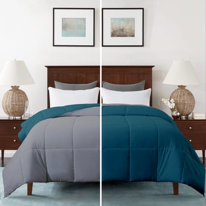 Razzai - 150 GSM Soft AC Comforter Hotel Quality-Down Alternative Reversible Comforter - All Season |AC Comforter/Blanket/Quilt/Rajai Double Bed|Silver/Teal-Double / Teal