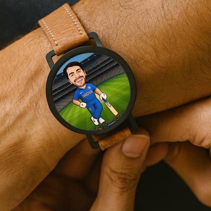 Personalized Caricature Rakhi Band Custom Face Avataar Stylish Watch Design for Brother Kids and Adults Detachable Dial Turns into Fridge Magnet Unique Raksha Bandhan Gift (Set of 2)