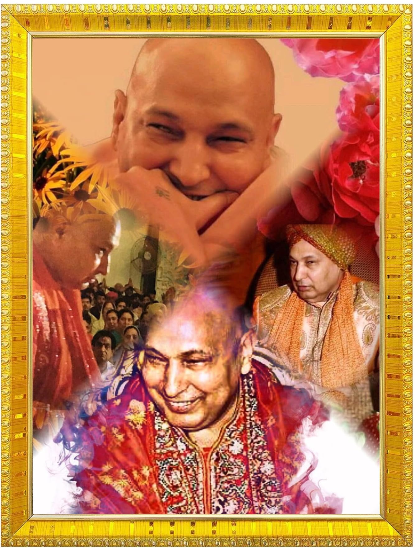NOKKES Jai Guru Ji Swaroop Shukrana Guru Ji Golden 5X7 Inch Photo Frame_AQW4