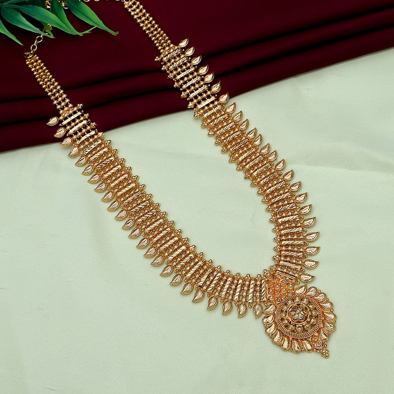 Traditional Gold-Plated Temple Necklace with Intricate Detailing