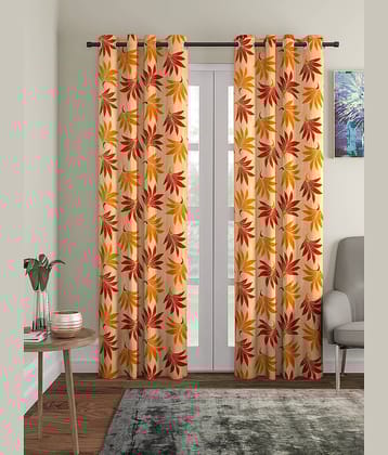 Cortina - Nature Printed Room Darkening Eyelet Curtain-5 Ft-pack of 2