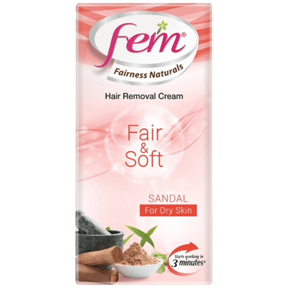 Fem Fairness Naturals Hair Removal Cream Fair & Soft Sandal - Dry Skin, 25 gm