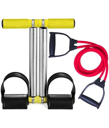 Double Spring Tummy Trimmer For Workout & Heavy Resistance Tube Ab Exerciser - Red