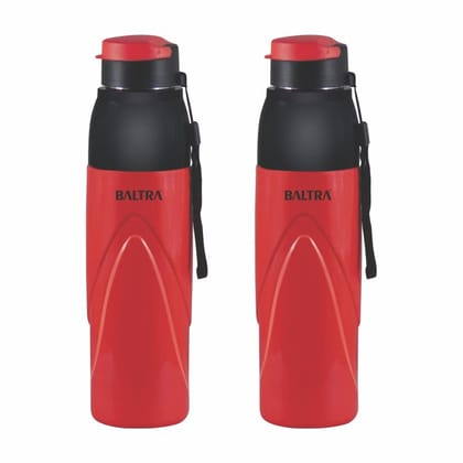 BALTRA Thrust Hot & Cold Stainless Steel Water Bottle With Inner Steel and Outer Plastic | Leak Proof Lid I Drinking Water Bottle For Home, Office, Gym (Red, 850 ml) Pack of 2