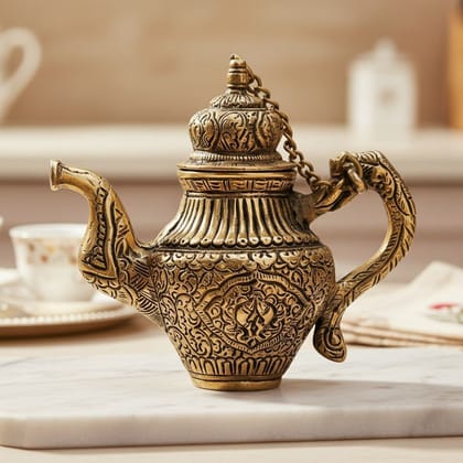 Brass Tea Pot Kettle | Vintage Serving & Kitchen Decor, Height : 6 Inch (BSMAS1370 C)