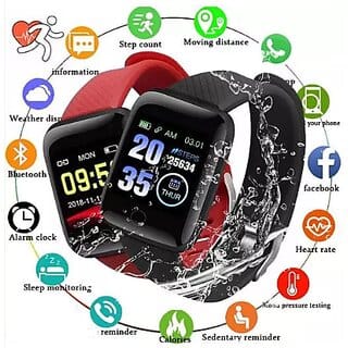 AXTON Upgraded 2022 New Generation ID116 Plus Smart Bracelet Fitness Tracker Color Screen Smartwatch Heart Rate Blood Pressure Pedometer Sleep Monitor (Black)