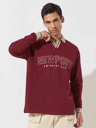 Newport Burgundy Oversized Polo T-Shirt-S
