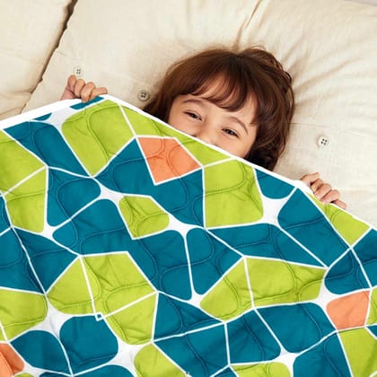 Green Abstract AC Quilt Comforter for Kids-Kids / Green And Blue / KU1503